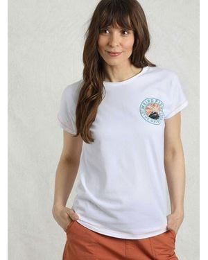 Weird Fish Sunset Summit Back Print Graphic T-Shirt - White
