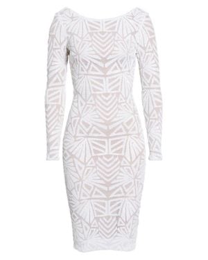 Dress the Population Emery Long Sleeve Sequin Cocktail Dress - White
