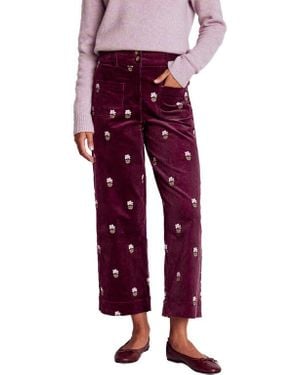 Boden Embroidered Corduroy Ankle Pants