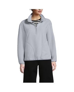 Lands' End Half Zip Cozy High Pile Fleece Pullover - Gray