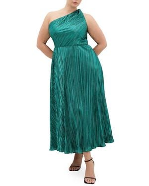 City Chic Kamila Metallic One-Shoulder Maxi Dress - Green