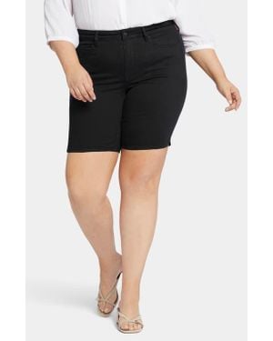NYDJ Ella Print Side Slit Denim Shorts - Black