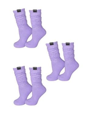 LECHERY 5-Pack Fashion Retro Scrunch Socks - Purple