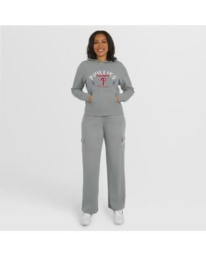 WEAR by Erin Andrews Philadelphia Phillies Waffle-Knit Long-Sleeve Hoodie & Lounge Pant Set - Gray