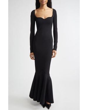 Stella McCartney Long Sleeve Compact Knit Mermaid Gown - Black
