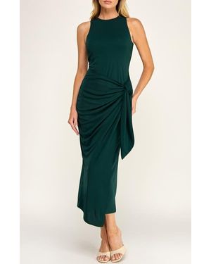 Socialite Wrap Front Knit Midi Dress - Green