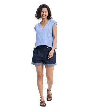 REISTOR Boxy V-Neck Top - Blue