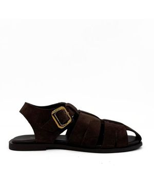 Amie Rafa Bertha Suede Fisherman Sandals - Black
