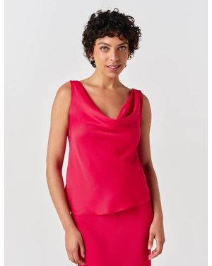 Ghost Nyla Cowl Neck Satin Top - Red