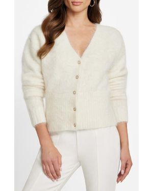 Marciano Agnes Fuzzy Alpaca Blend Cardigan - White