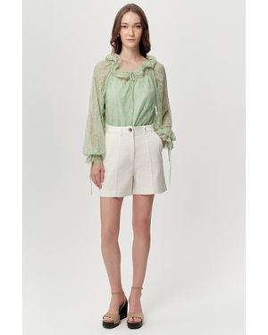 Exquise Jeremiah Zip Front Pocketed Denim Shorts - Green