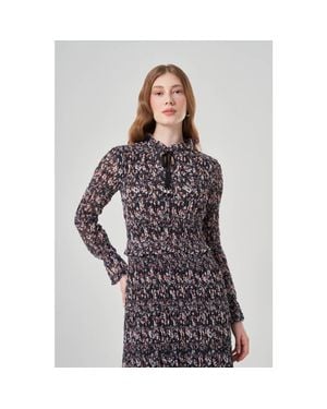 Mizalle Patterned Crochetate Midi Dress - Multicolor