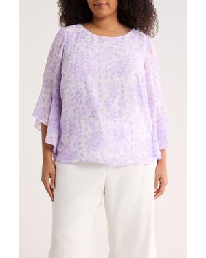 Kasper Ruffle Sleeve Top - Purple