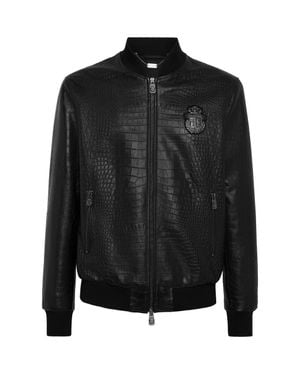Billionaire Leather Bomber Cocco - Black