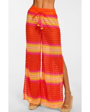Ramy Brook Larsa Open Stitch Cover-Up Pants - Red