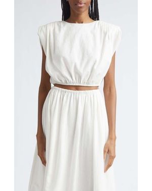 Toccin Sirelle Cap Sleeve Linen Blend Shirt - White