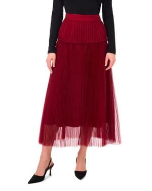 Vince Camuto Ruffle Pleated Tulle Maxi Skirt - Red