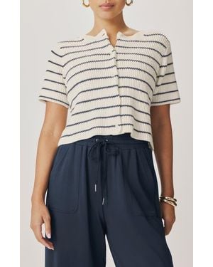 Splendid Delilah Stripe Cotton Cardigan - Blue