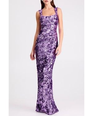 HELSI Iris Floral Sequin Gown - Purple