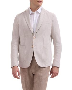 Bugatchi Tan Herringbone Knit Cotton Blend Sport Coat - Multicolor