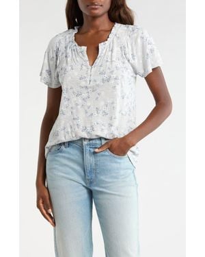 Lucky Brand Sandwash Flutter Sleeve Top - White