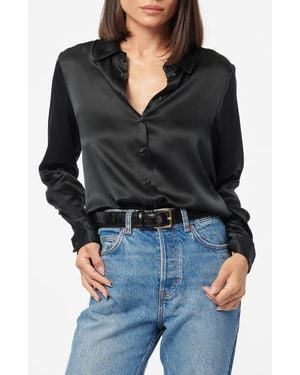 Cami NYC Crosby Silk Charmeuse Button-Up Shirt - Black