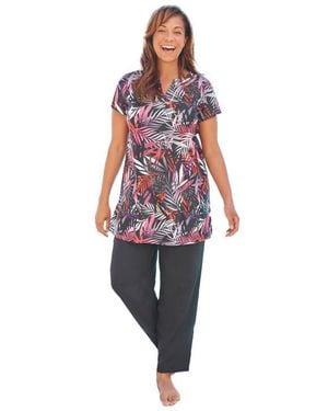 Swim 365 Longer Length Short-Sleeve Swim Tunic - Red