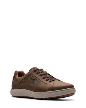 Clarks Mapstone Lace-Up Leather Sneaker - Brown