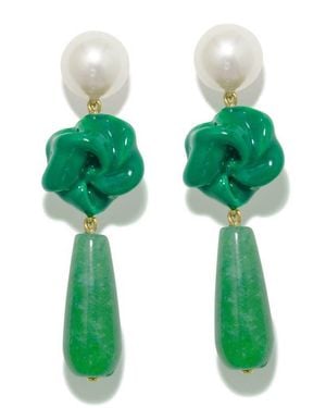 Completedworks The Depths Of Time Freshwater Pearl & Chalcedony Drop Earrings - Green
