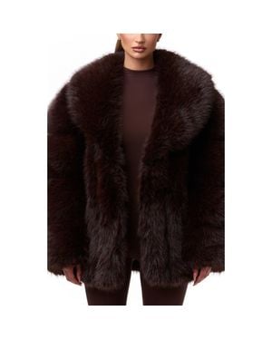Naked Wardrobe Shawl Lapel Faux Fur Coat - Black