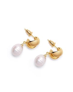 Nialaya Pearl Drop Earrings - Metallic