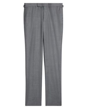 Tom Ford Shelton Wool Sharkskin Tapered Pants - Gray