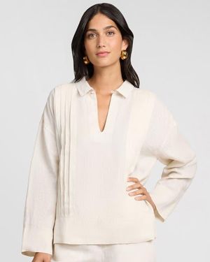Onia Linen Pintuck Popover Shirt - Natural