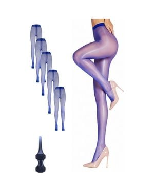 LECHERY 5-Pack Glossy Sheer Ladder Resistant Party Evening Tights For - Purple