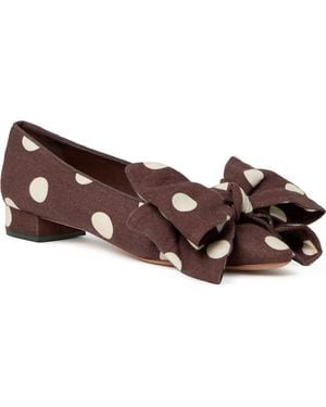 Loeffler Randall Noa Bow Pointed Toe Block Heel Pump - Brown
