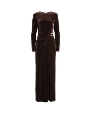 Eliza J Ruched Long Sleeve Velvet Gown - Black