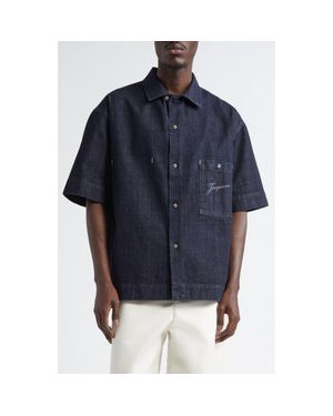 ★JACQUEMUS★ La Chemise de Nimes Aloe Short Sleeve Shirt Of Jacquemus La Chemise De-Nîmes Aloe Shirt in White for Men | Lyst