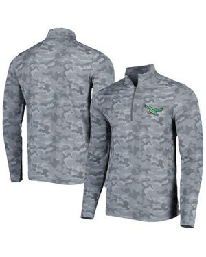 Antigua Philadelphia Eagles Brigade Throwback Quarter-Zip Top - Gray