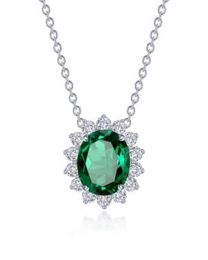 Lafonn Simulated Diamond Halo Pendant Necklace - Green