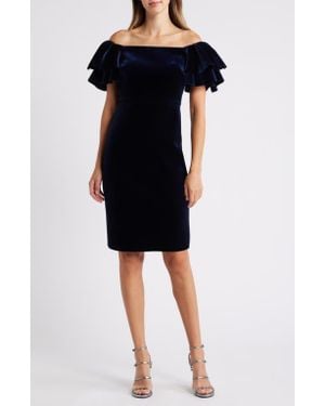 Eliza J Off The Shoulder Ruffle Cocktail Dress - Black