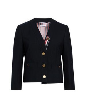 Thom Browne Wool Cardigan Jacket - Blue