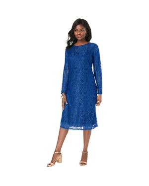 Jessica London Stretch Lace Shift Dress - Blue