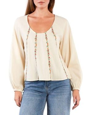 Billy T Floral Wallpaper Embroidered Top - White