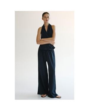 H&M Crinkled Drawstring Pants - Blue