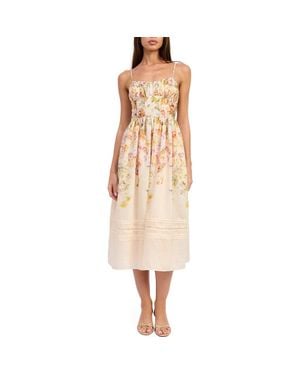 En Saison Kacey Floral Fit & Flare Midi Dress - Natural