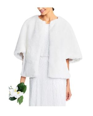 Adrianna Papell Faux Fur Jacket - White