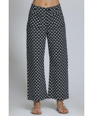 Apny Print Wide Leg Ankle Jeans - Blue