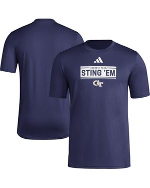 adidas Georgia Tech Jackets Locker Slogan Pre-Game T-Shirt - Blue