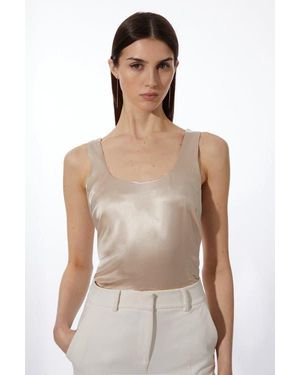Karen Millen Satin Cami Top - Natural