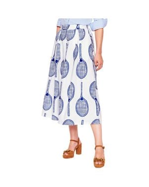 Boden Verity Linen Midi Skirt - Blue